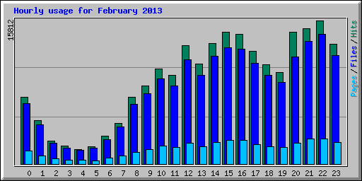 Hourly usage for February 2013