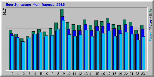 Hourly usage for August 2016