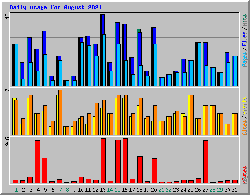 Daily usage for August 2021