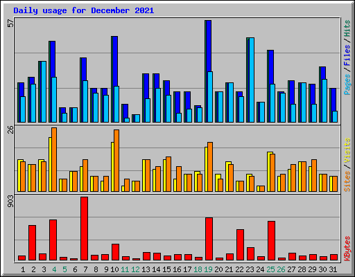 Daily usage for December 2021